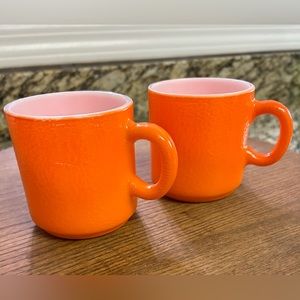 Hazel Atlas Vintage Orange Textured Mugs!